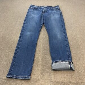 Flint And Tinder Jeans Mens 33x30 Slim Fit Straight Selvedge Faded Dark Wash